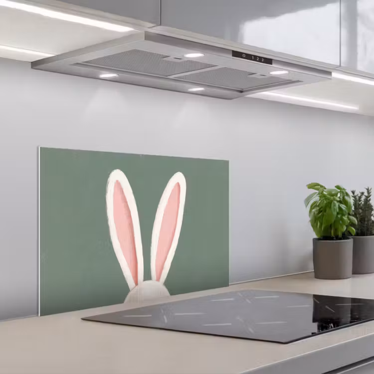 Kitchen splashback for hob - Hares - Ears - Pink — 1