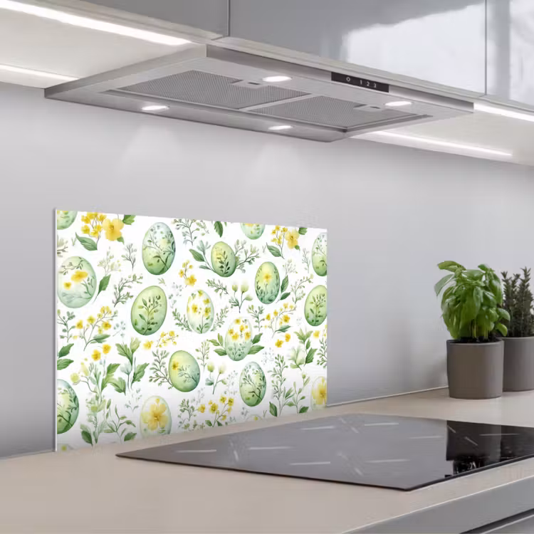 Kitchen splashback for hob - Pattern - Green - Eggs — 1