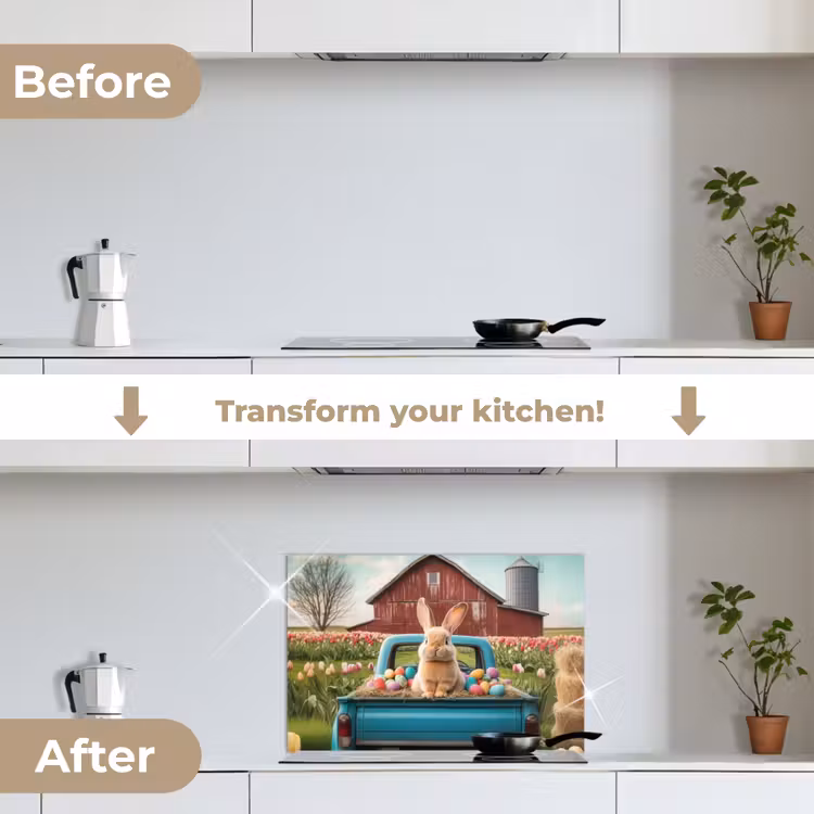 Kitchen splashback for hob - Rabbit - Farm - Eggs — 7