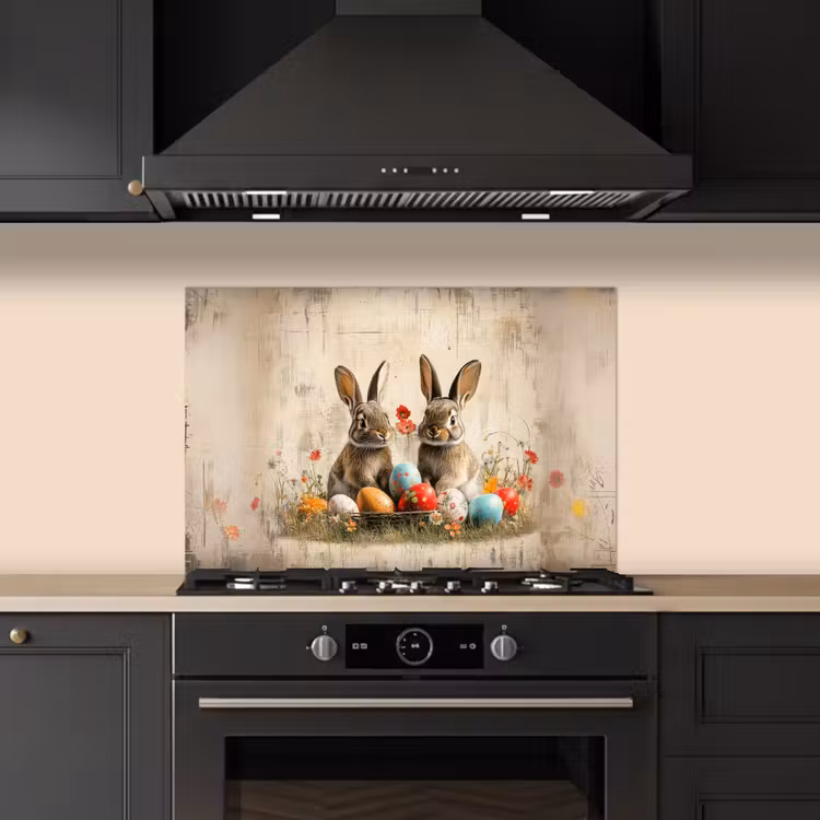 Kitchen splashback for hob - Rabbits - Flowers - Eggs — 5