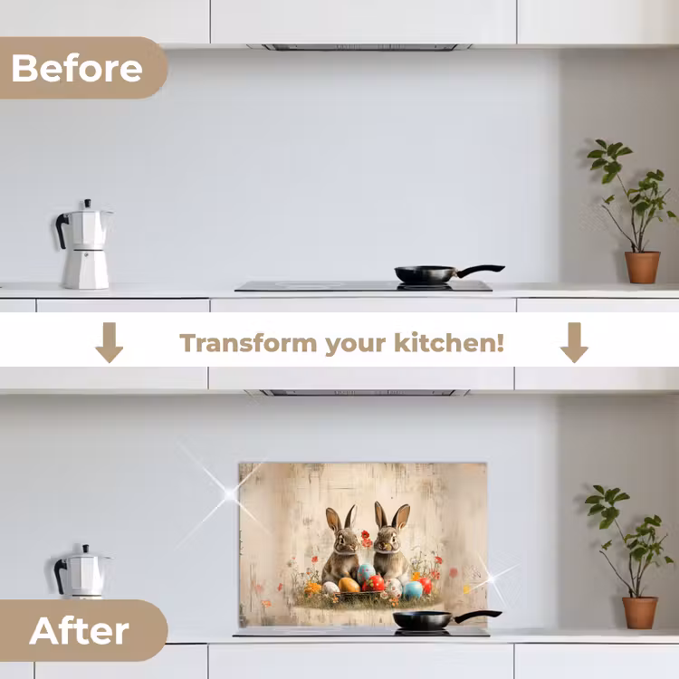 Kitchen splashback for hob - Rabbits - Flowers - Eggs — 7