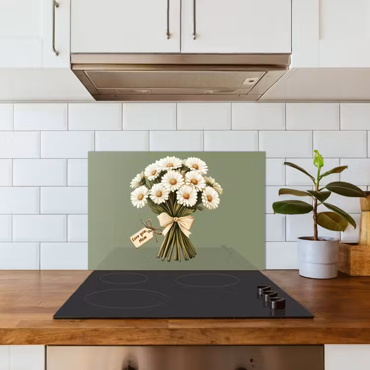 Kitchen splashback for hob - Ribbon - Bouquet - Green - Quote — 3