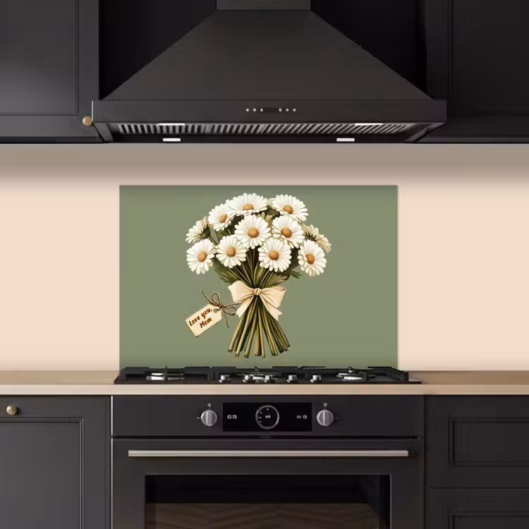 Kitchen splashback for hob - Ribbon - Bouquet - Green - Quote — 5