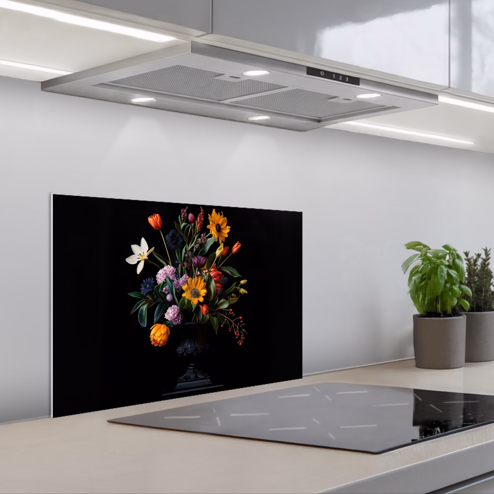 Kitchen splashback for hob - Sunflowers - Bouquet - Colorful — 1