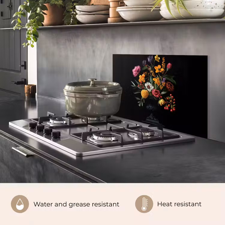 Kitchen splashback for hob - Ornamental - Bouquet - Leaves — 2