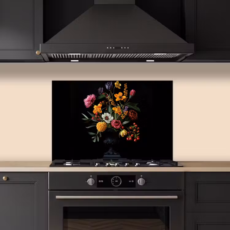 Kitchen splashback for hob - Ornamental - Bouquet - Leaves — 5