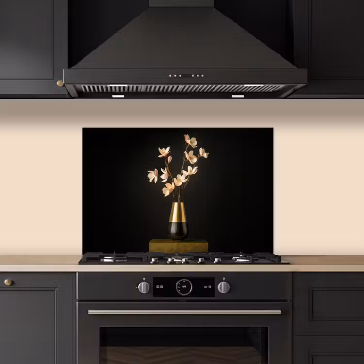 Kitchen splashback for hob - Ornate - Bouquet - Gold - Vase — 5