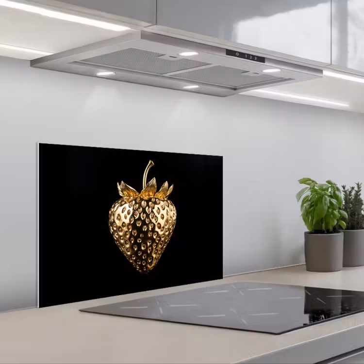 Kitchen splashback for hob - Strawberry - Gold - Black - Chrome — 1