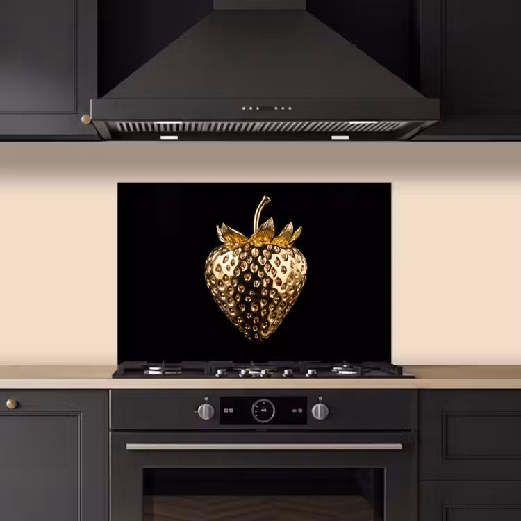 Kitchen splashback for hob - Strawberry - Gold - Black - Chrome — 5