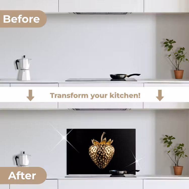 Kitchen splashback for hob - Strawberry - Gold - Black - Chrome — 7