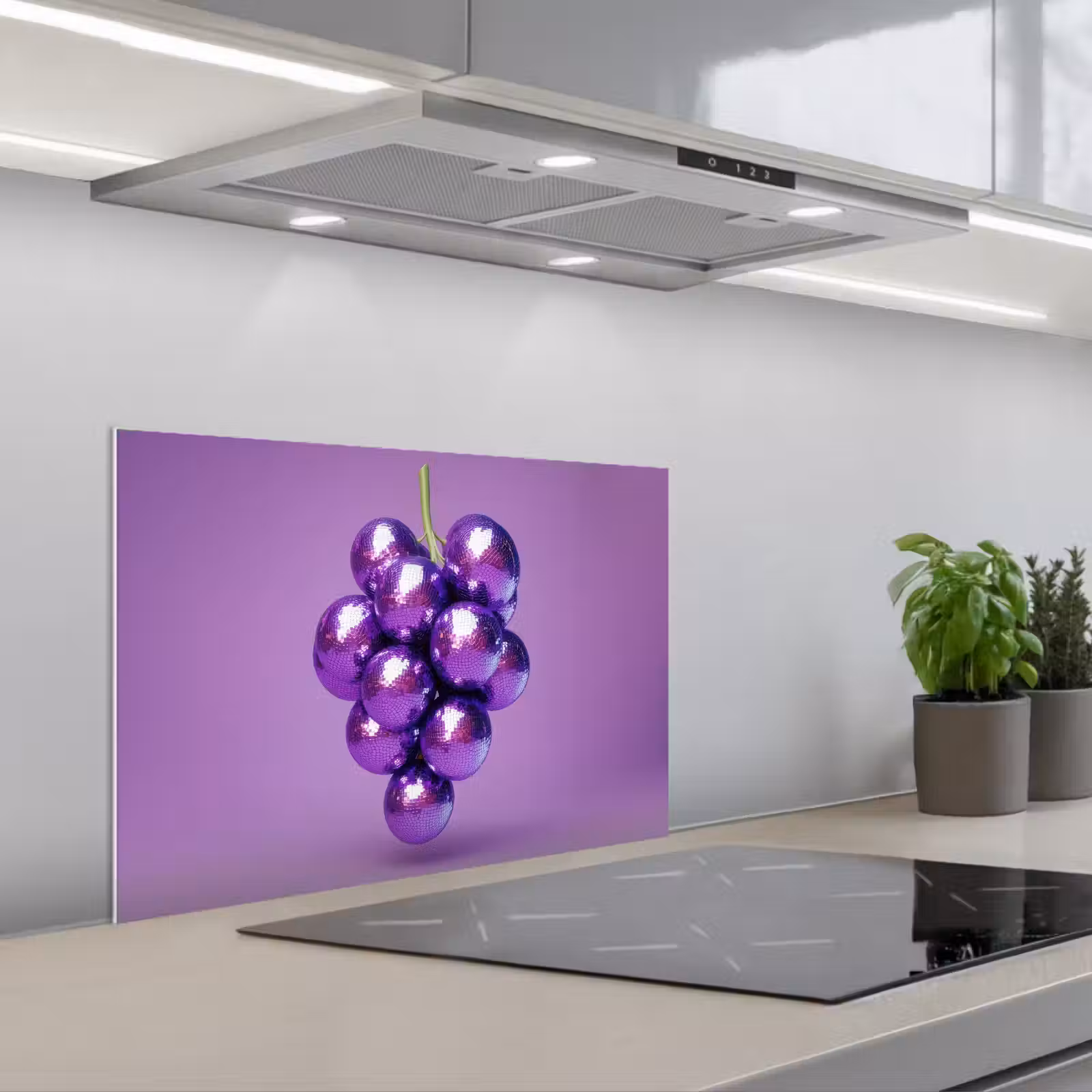 Kitchen splashback for hob - Grape - Disco - Glitter - Purple — 1