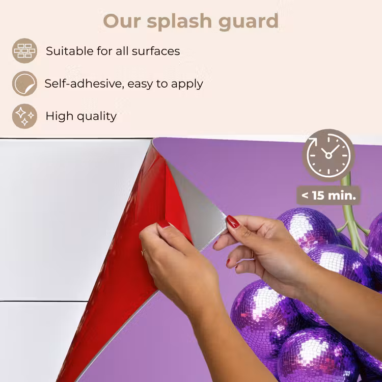 Kitchen splashback for hob - Grape - Disco - Glitter - Purple — 4