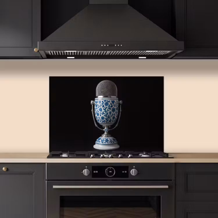 Kitchen splashback for hob - Microphone - Delft blue - Music — 5