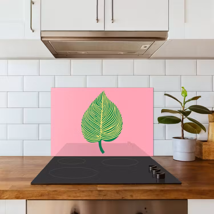 Kitchen splashback for hob - Illustration - Leaf - Minimalist - Green — 3