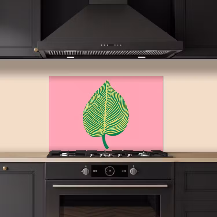 Kitchen splashback for hob - Illustration - Leaf - Minimalist - Green — 5