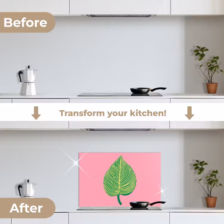 Kitchen splashback for hob - Illustration - Leaf - Minimalist - Green — 7