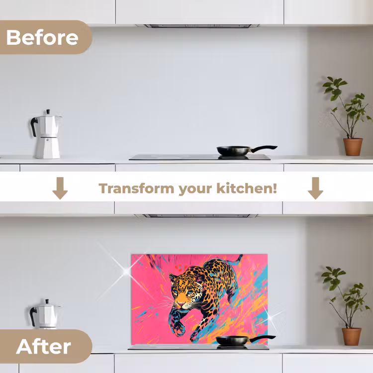 Kitchen splashback for hob - Leopard - Pink - Orange - Blue - Paint — 7