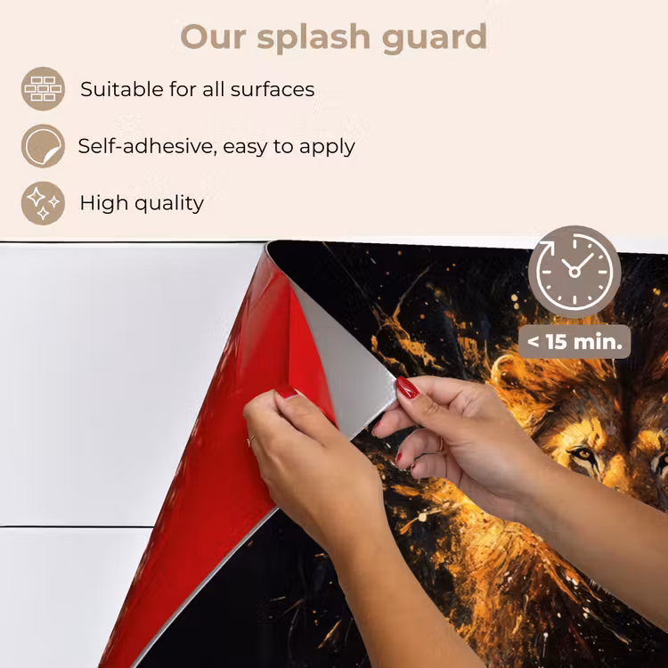 Kitchen splashback for hob - Lion - Black - Orange - Paint — 4