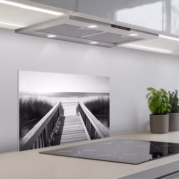 Kitchen splashback for hob - Footbridge - Wood - Beach - Sea — 1