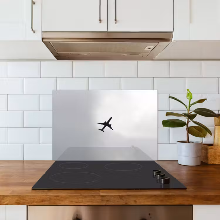 Kitchen splashback for hob - Minimalist - Silhouette - Black - Airplane — 3