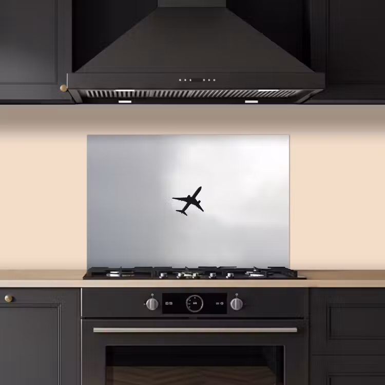 Kitchen splashback for hob - Minimalist - Silhouette - Black - Airplane — 5