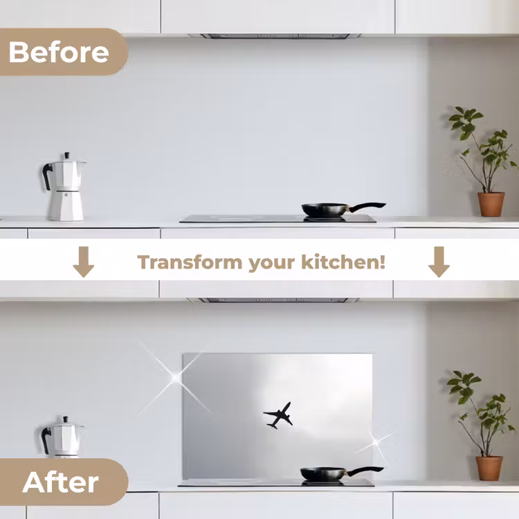 Kitchen splashback for hob - Minimalist - Silhouette - Black - Airplane — 7