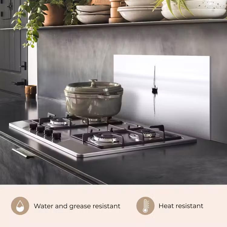 Kitchen splashback for hob - Sailboat - Black - Water - Silhouette — 2