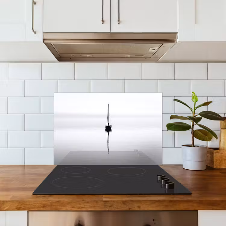 Kitchen splashback for hob - Sailboat - Black - Water - Silhouette — 3