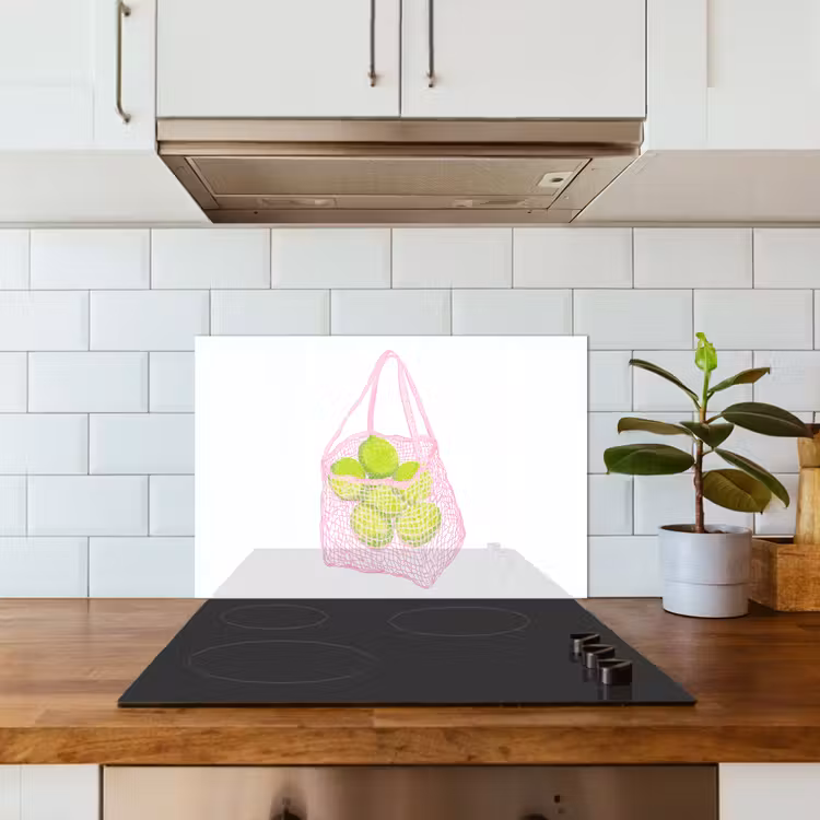 Kitchen splashback for hob - Mesh bag - Pink - Illustration - Limes — 3
