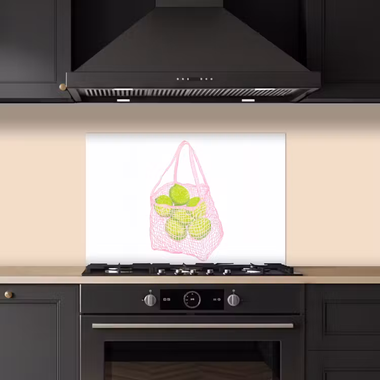Kitchen splashback for hob - Mesh bag - Pink - Illustration - Limes — 5