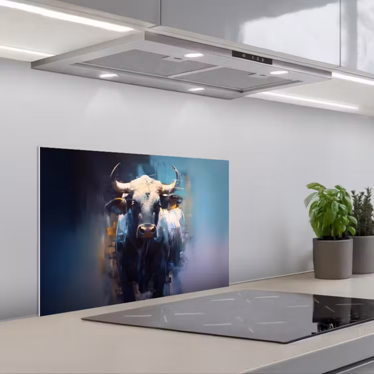Kitchen splashback for hob - Taurus - Black - Abstract - Horns — 1