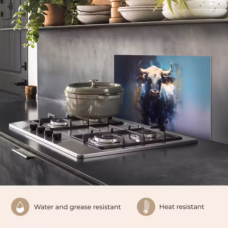 Kitchen splashback for hob - Taurus - Black - Abstract - Horns — 2