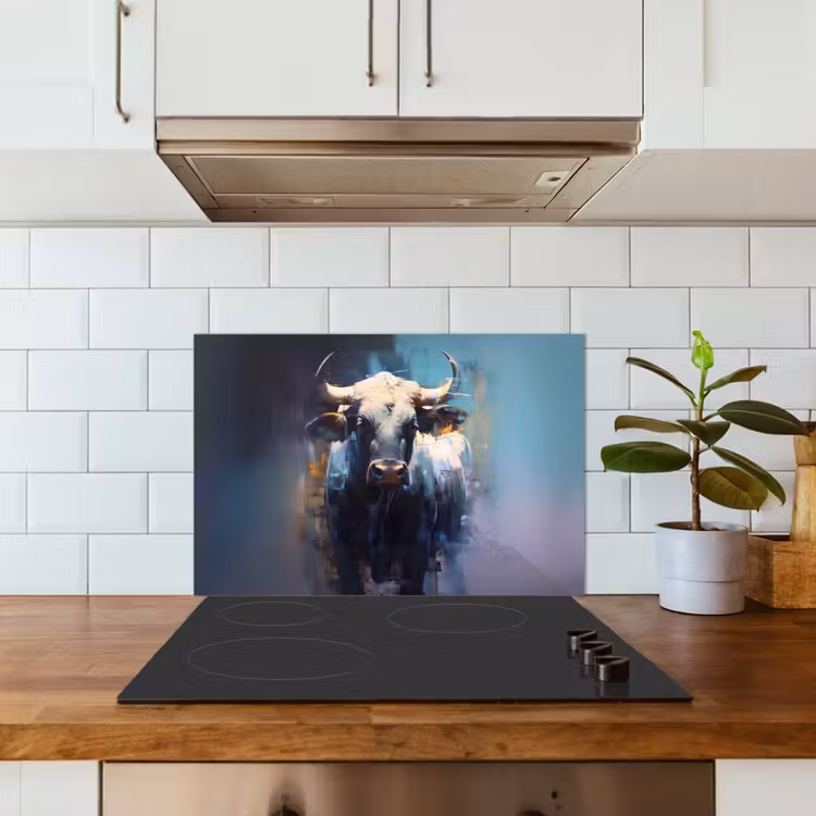 Kitchen splashback for hob - Taurus - Black - Abstract - Horns — 3