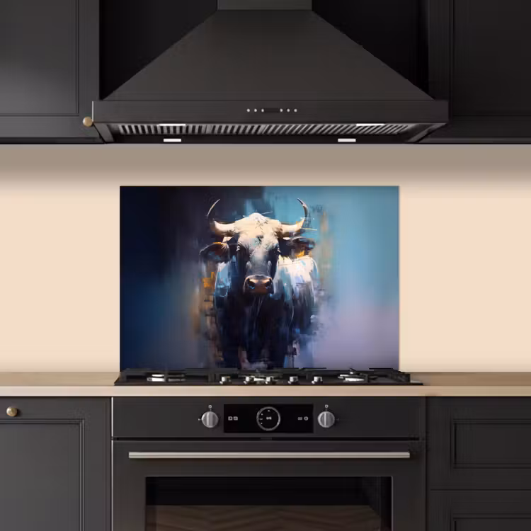 Kitchen splashback for hob - Taurus - Black - Abstract - Horns — 5