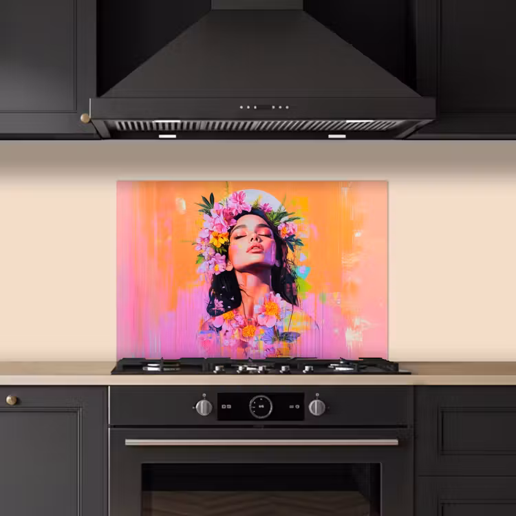 Kitchen splashback for hob - Portrait - Flower crown - Woman — 5