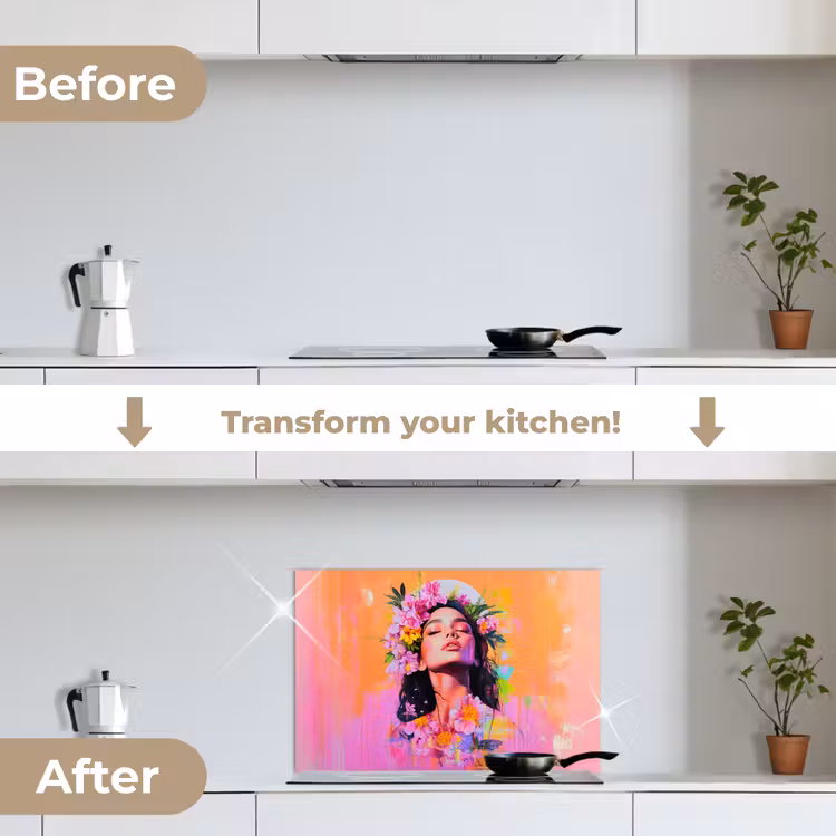 Kitchen splashback for hob - Portrait - Flower crown - Woman — 7