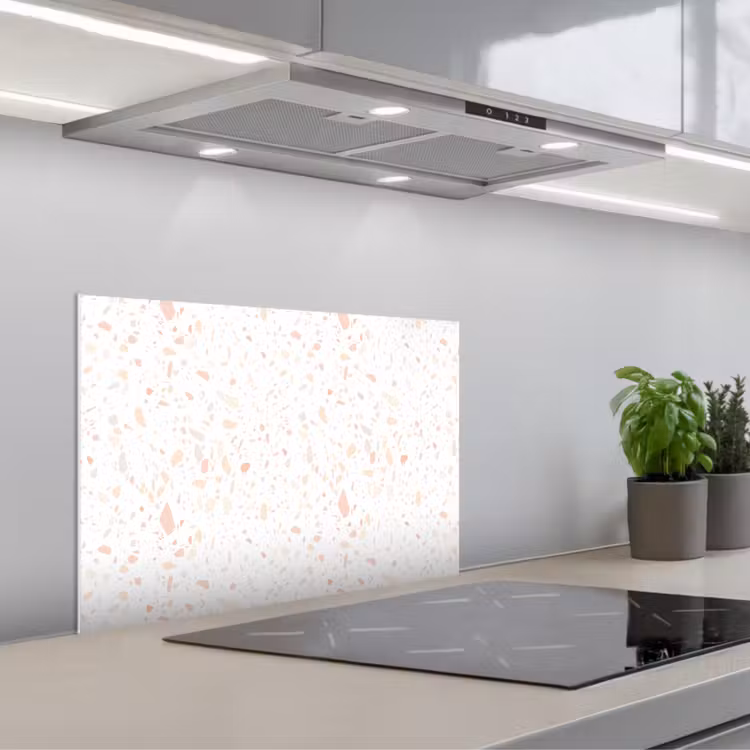 Kitchen splashback for hob - Terrazzo - Pattern - White - Peach — 1