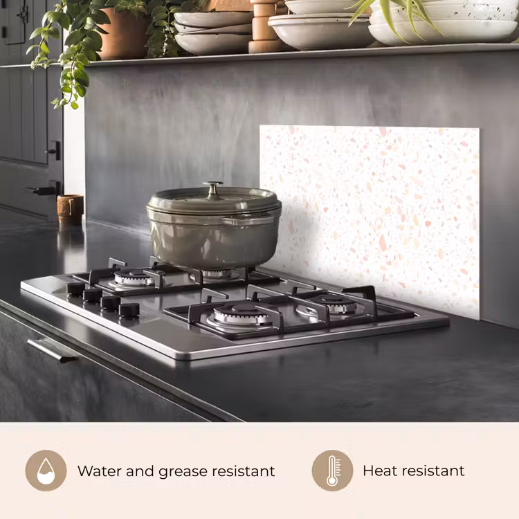 Kitchen splashback for hob - Terrazzo - Pattern - White - Peach — 2