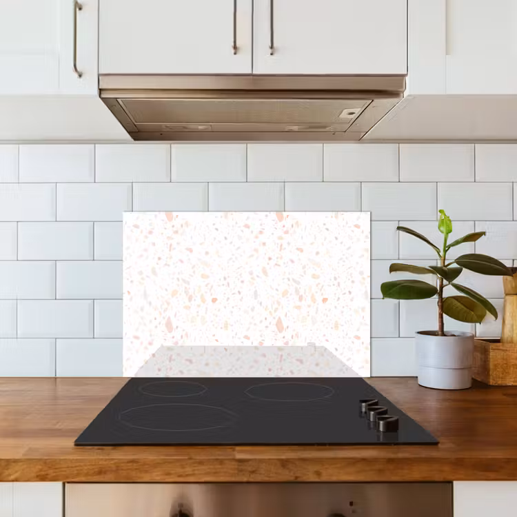 Kitchen splashback for hob - Terrazzo - Pattern - White - Peach — 3