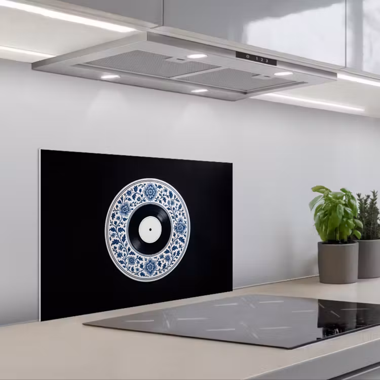 Kitchen splashback for hob - Vinyl - LP - Delft Blue - Music — 1