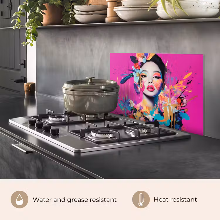 Kitchen splashback for hob - Woman - Portrait - Abstract - Purple — 2