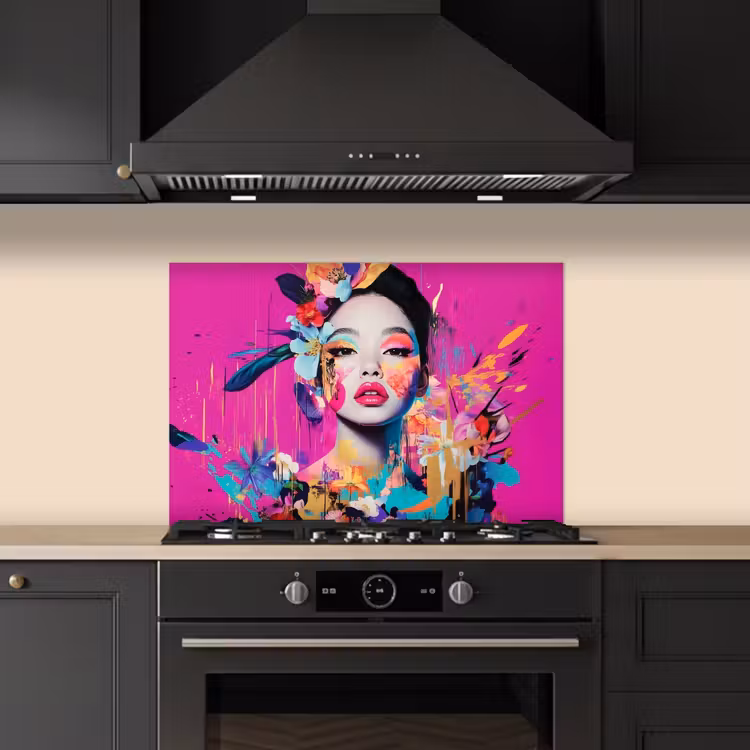 Kitchen splashback for hob - Woman - Portrait - Abstract - Purple — 5