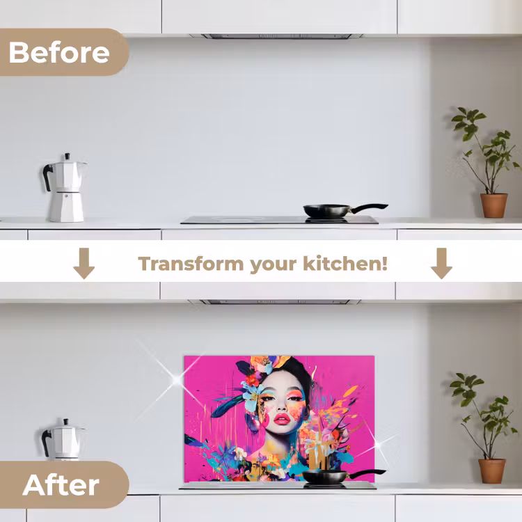 Kitchen splashback for hob - Woman - Portrait - Abstract - Purple — 7