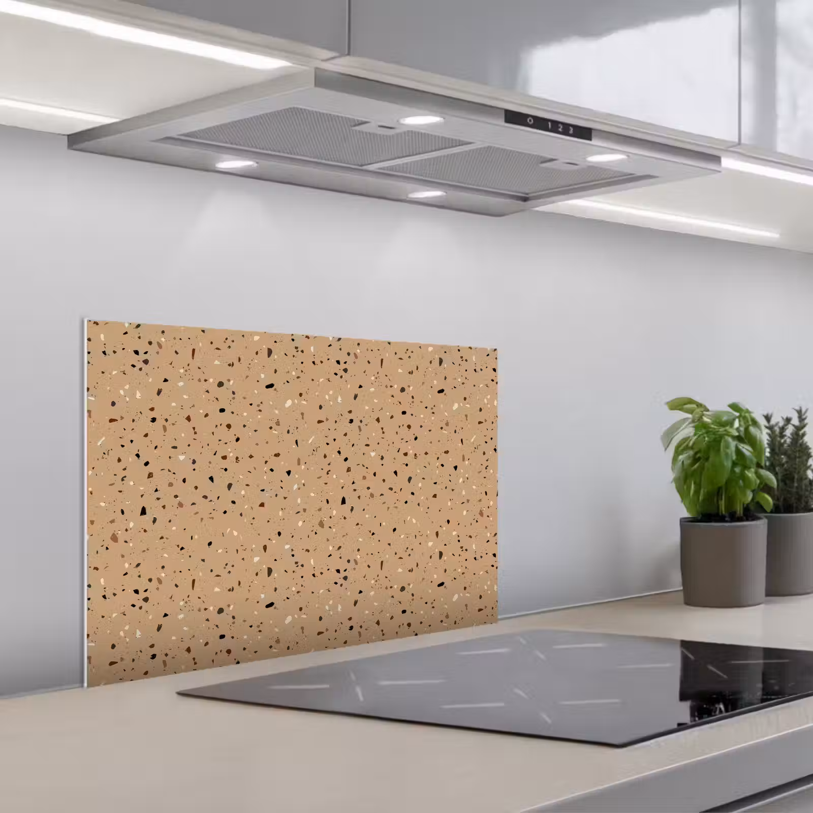 Kitchen splashback for hob - Terrazzo - Pattern - Beige — 1