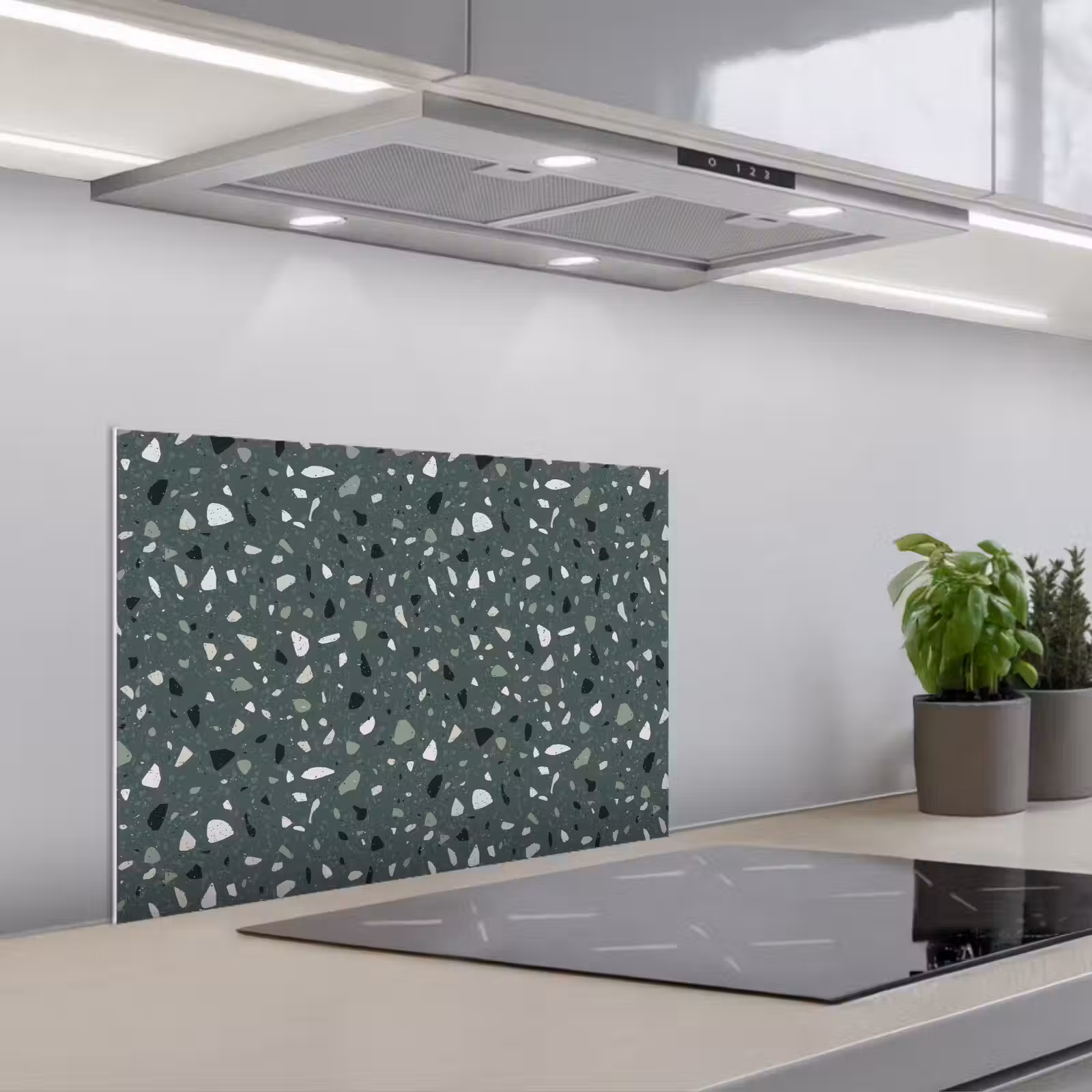 Kitchen splashback for hob - Terrazzo - Pattern - Colorful - Green — 1