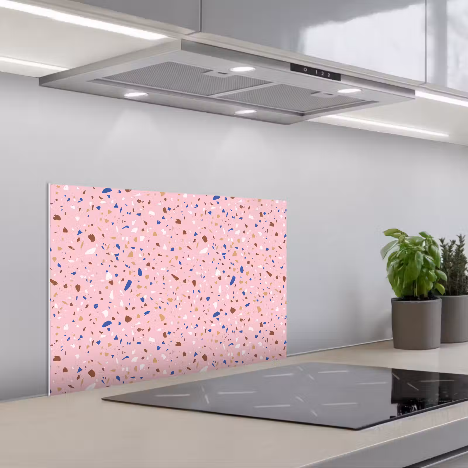 Kitchen splashback for hob - Terrazzo - Pattern - Colorful - Pink — 1