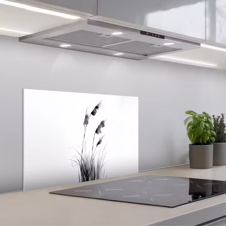 Kitchen splashback for hob - Minimalist - Stalks - White — 1
