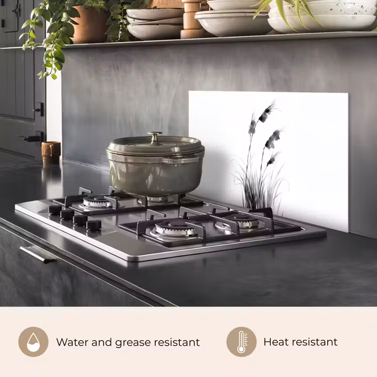 Kitchen splashback for hob - Minimalist - Stalks - White — 2
