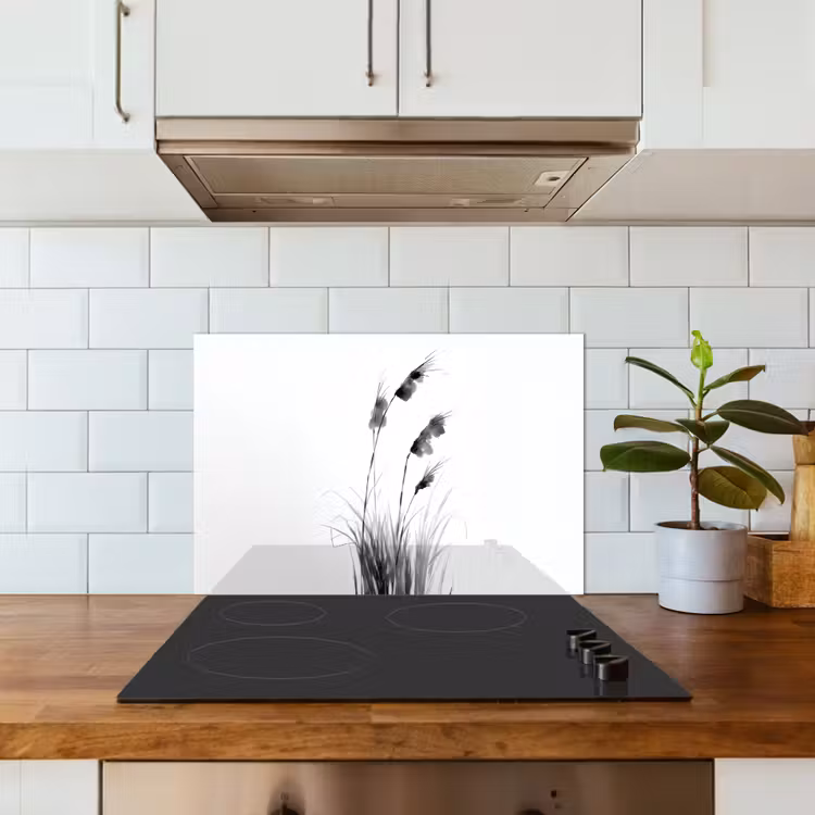 Kitchen splashback for hob - Minimalist - Stalks - White — 3