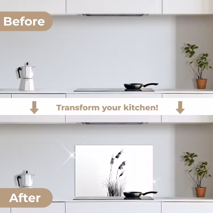Kitchen splashback for hob - Minimalist - Stalks - White — 7